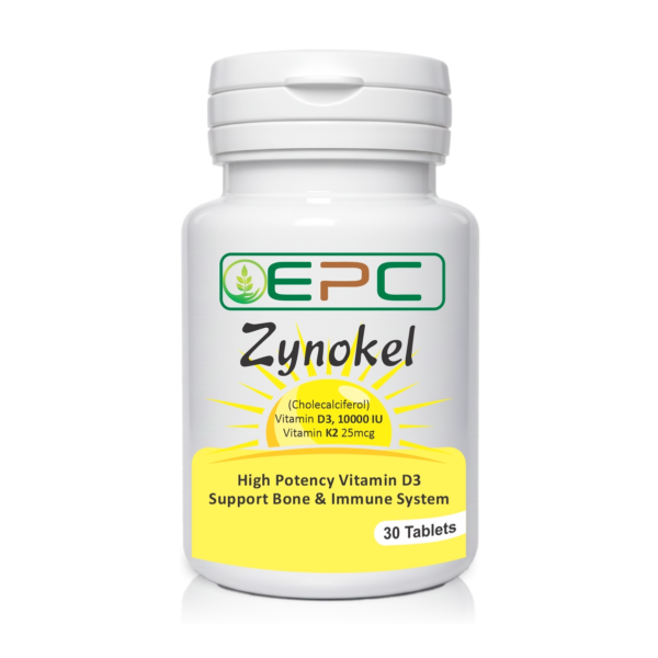 Zynokel tablets by EastPrime Care, high potency vitamin D3 designed to support bone strength, enhance immunity, and promote overall wellness when taken daily