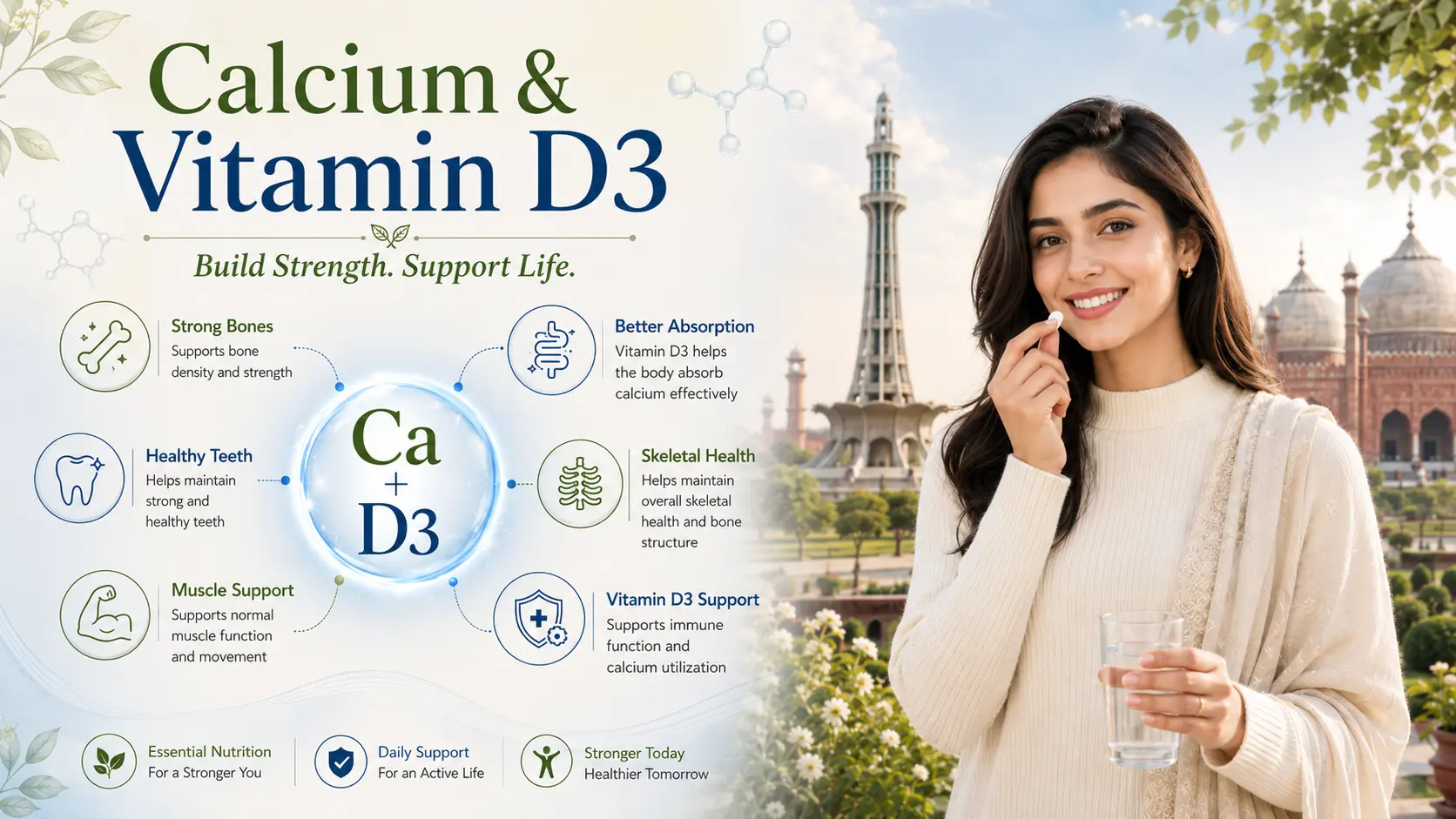 Top 10 calcium and Vitamin D3 supplements in Lahore for bone strength and teeth health