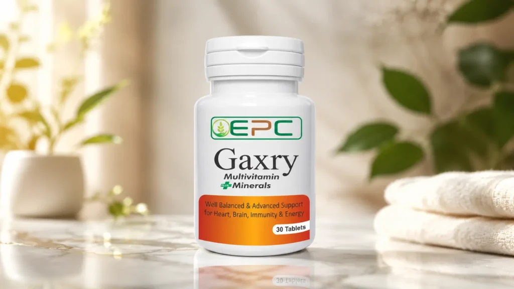 Gaxry multivitamin plus minerals bottle for daily nutrition and wellness support.