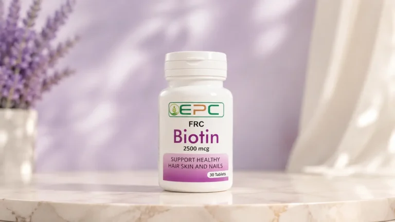 FRC Biotin 2500 mcg tablets for healthy hair, skin, and nails.