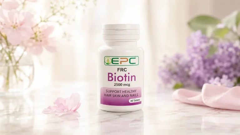 FRC Biotin 2500 mcg tablets for healthy hair, skin, and nails.