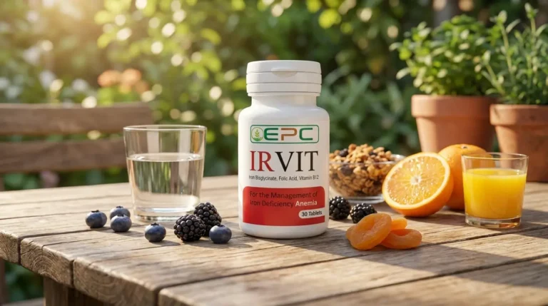 IRVIT folic acid and iron supplement bottle for nutritional and blood health support in Islamabad
