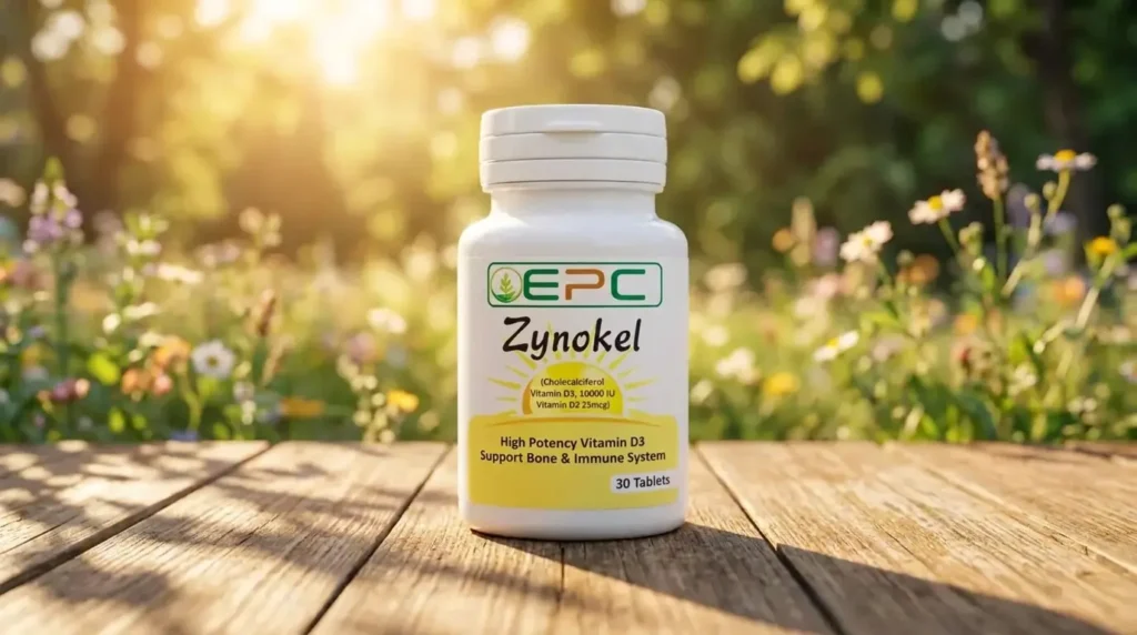 Best Vitamin K2 tablets in Islamabad featuring Zynokel supplement bottle