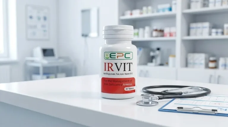 IRVIT vitamin B12, iron and folic acid supplement bottle for nutritional support in Islamabad