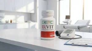Best iron supplements in Peshawar featuring IRVIT iron, folic acid, and vitamin B12 tablets
